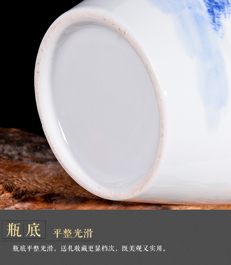 Jingdezhen blue and white ceramics hand - made three Yang kaitai household of Chinese style rich ancient frame, the sitting room TV cabinet decorative furnishing articles