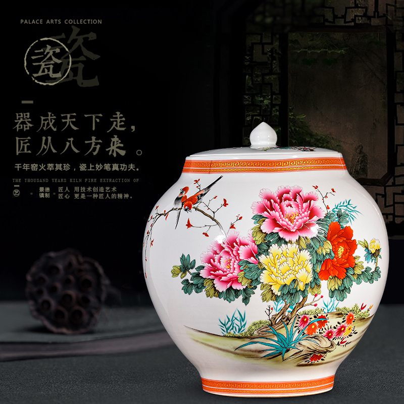Jingdezhen ceramic blooming flowers vase furnishing articles household act the role ofing is tasted the new Chinese style living room TV cabinet storage tank process