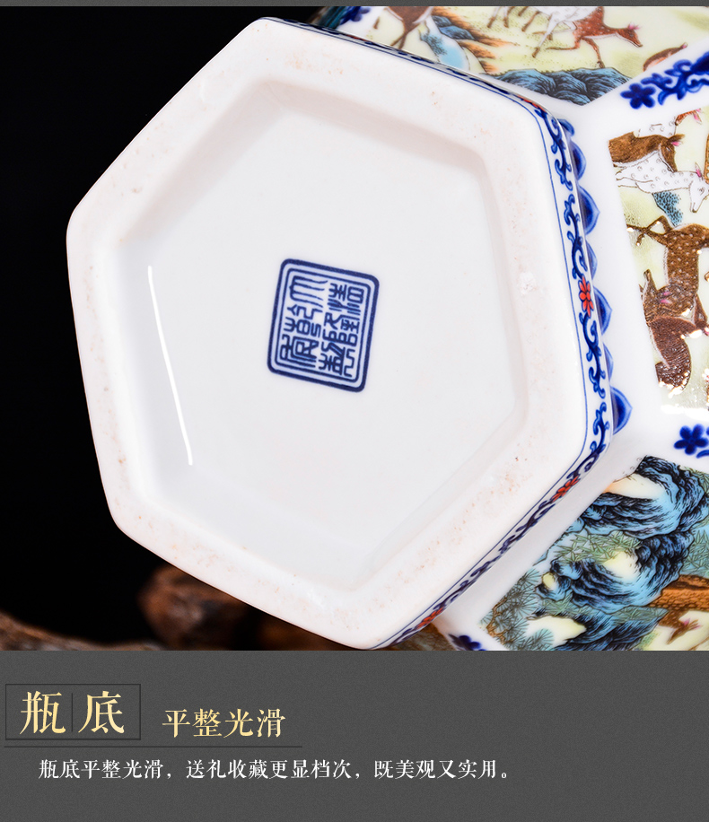 The deer figure of blue and white porcelain vase Chinese style classical jingdezhen ceramics home sitting room TV ark adornment furnishing articles