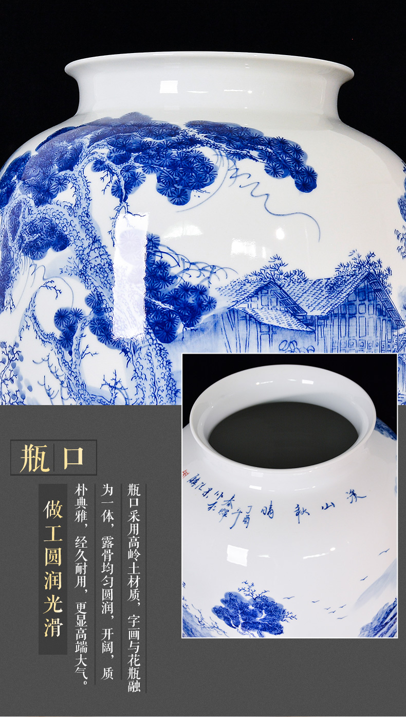 Jingdezhen ceramics hand - made green flower brook mountain autumn sunny vase Chinese flower arranging sitting room adornment is placed TV ark