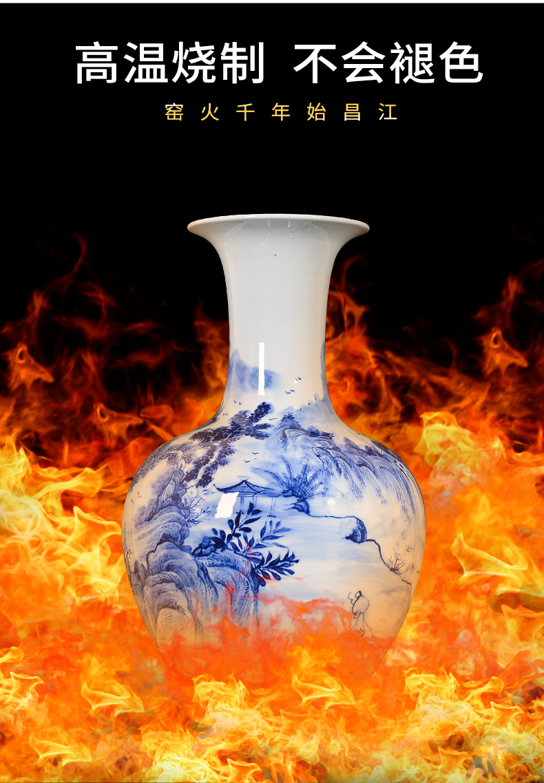 Jingdezhen ceramics hand - made of blue and white porcelain vase furnishing articles of new Chinese style living room home TV ark adornment arranging flowers