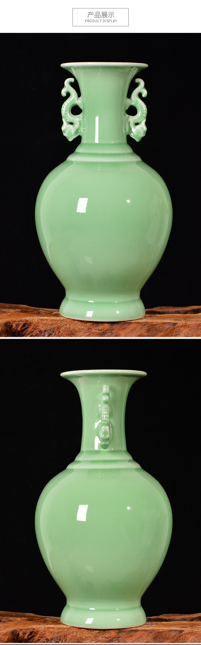 Jingdezhen ceramics archaize shadow blue glaze flower arranging ears vase Chinese style living room TV ark adornment furnishing articles