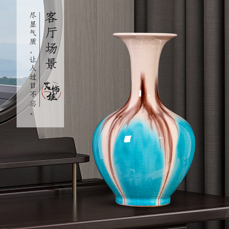Jingdezhen ceramic up crack borneol blue vase creative home TV ark, the sitting room porch handicraft furnishing articles
