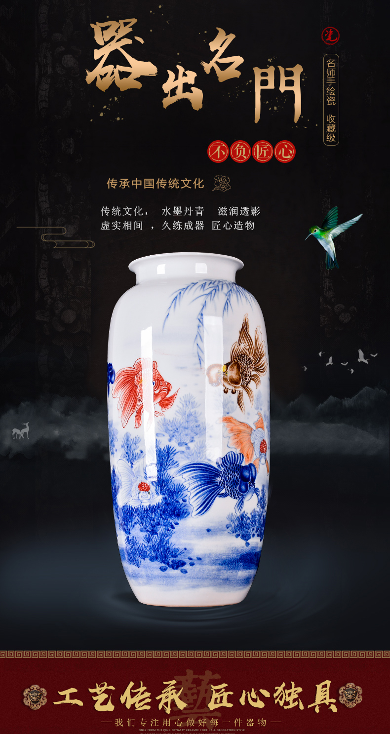 Jingdezhen ceramics hand - made vases and flower arranging place of new Chinese style household to decorate the living room TV cabinet