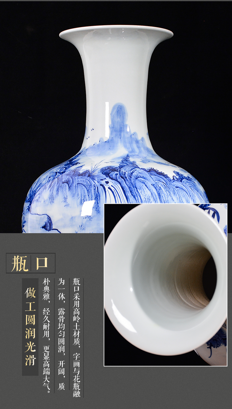 Jingdezhen ceramics hand - made of blue and white porcelain vase furnishing articles of new Chinese style living room home TV ark adornment arranging flowers