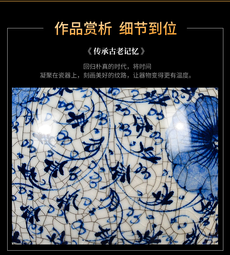 Jingdezhen ceramics vase hand - made of blue and white porcelain up of the study of Chinese style household living room TV cabinet furnishing articles