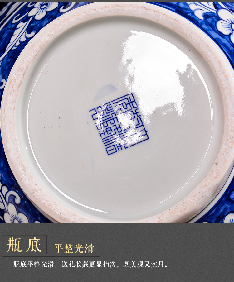 Jingdezhen blue and white ceramics bound branch lotus flower arranging big vase home sitting room of Chinese style TV ark adornment furnishing articles