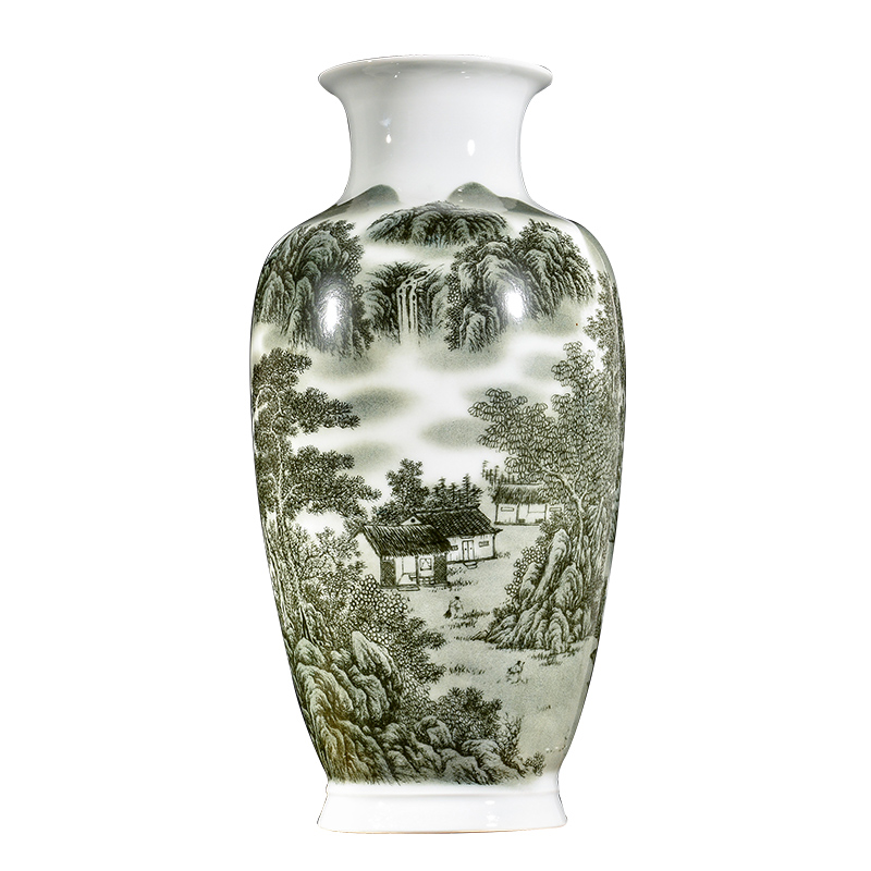 Jingdezhen ceramic vases, flower arranging large landscape new sitting room of Chinese style household furnishing articles rich ancient frame decorative arts and crafts