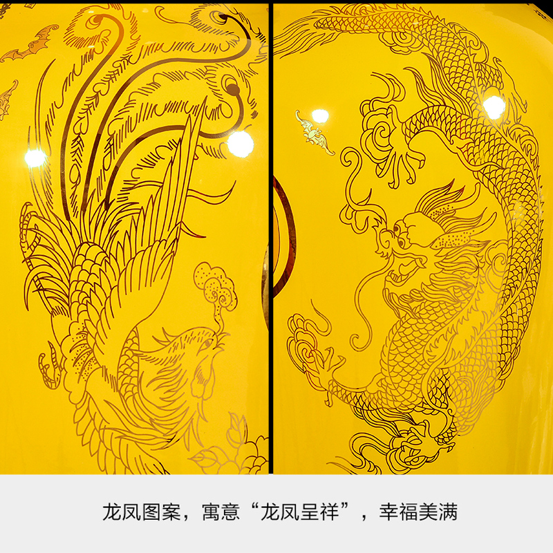 Jingdezhen ceramic yellow vase of large Chinese company is China large sitting room especially big fortune for the opening