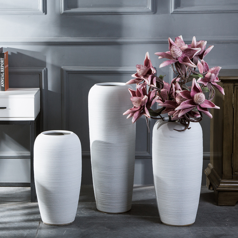 Ground vase large white living room the dried flower art I household coarse pottery Chinese ceramic pottery house furnishing articles