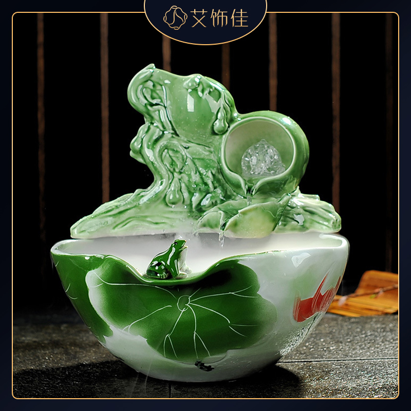 Ceramic water fountain furnishing articles feng shui wheel desktop decoration miniascape humidifying household cycle aquarium fish bowl