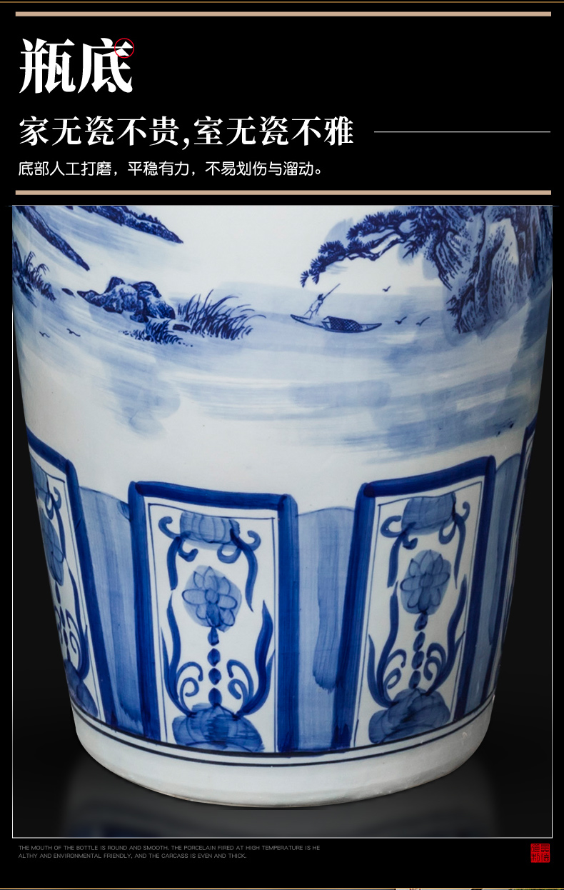 Jingdezhen ceramics of large blue and white porcelain vase hotel opening gifts furnishing articles furnishing articles sitting room of Chinese style decoration