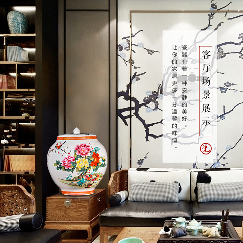 Jingdezhen ceramic blooming flowers vase furnishing articles household act the role ofing is tasted the new Chinese style living room TV cabinet storage tank process