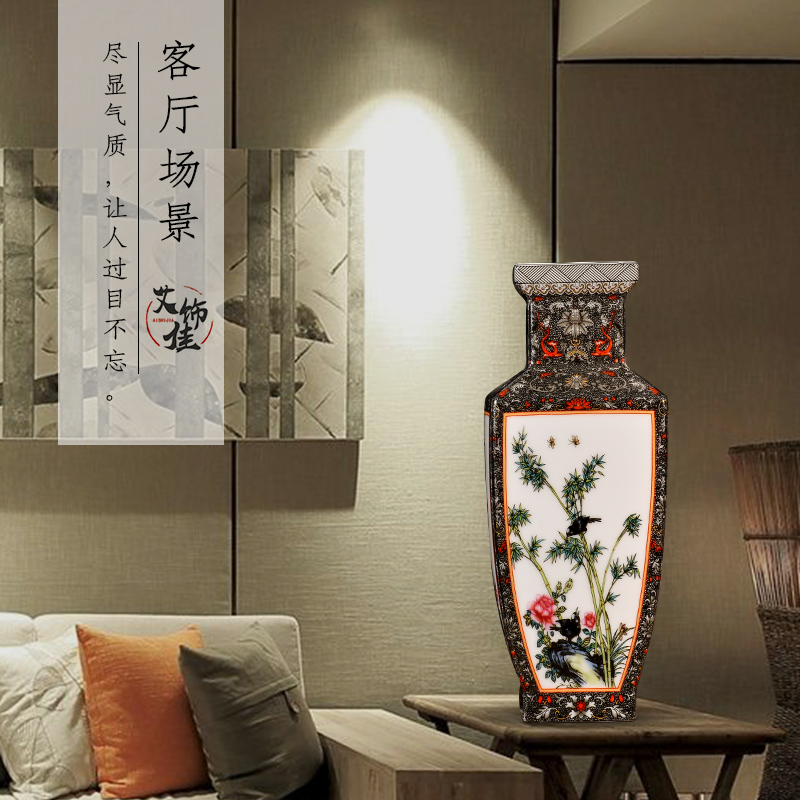 Jingdezhen enamel made pottery flower arrangement of the study of new Chinese style household porcelain vase, the sitting room porch decoration handicraft furnishing articles