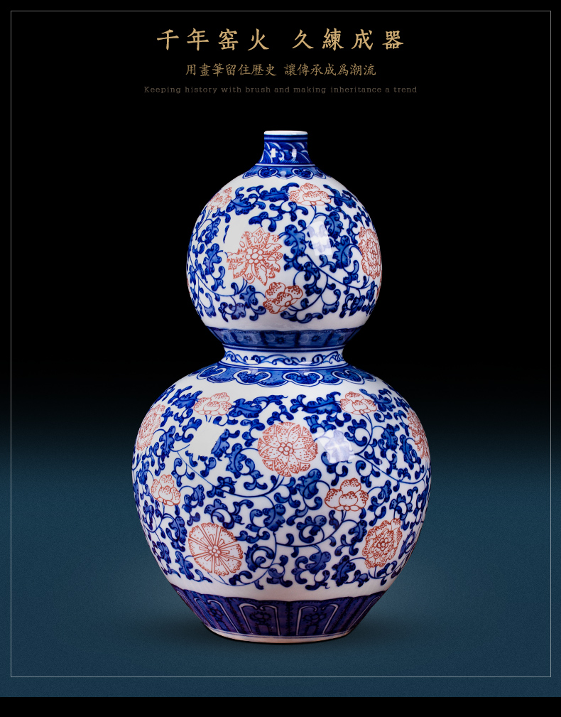 Jingdezhen ceramic vase bound branch lotus youligong archaize home sitting room porch of blue and white porcelain decorative furnishing articles