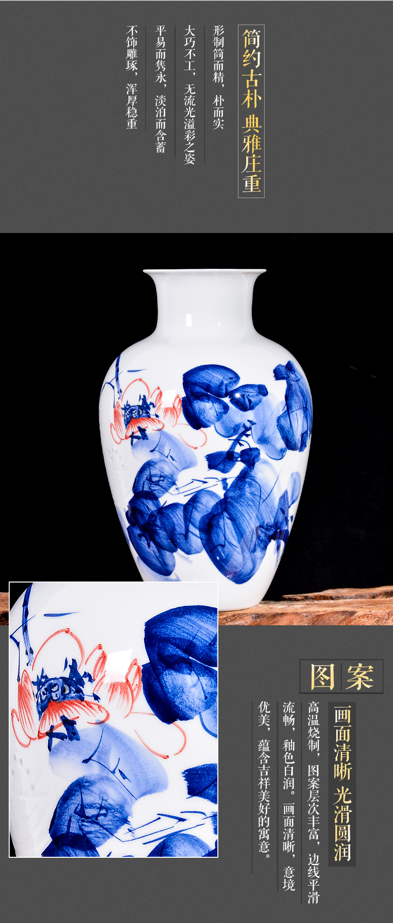 Jingdezhen ceramics by hand knife clay vase furnishing articles of TV ark, rich ancient frame of Chinese style household ornaments