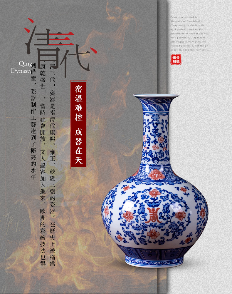 Jingdezhen ceramics archaize youligong of blue and white porcelain vase flower arrangement home sitting room TV ark adornment furnishing articles