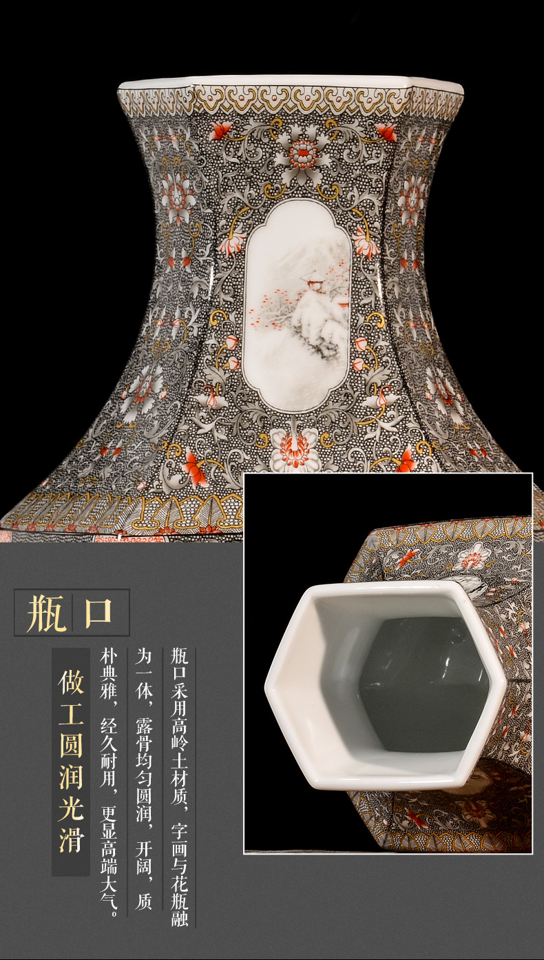 Jingdezhen enamel made pottery flower arrangement of the study of new Chinese style household porcelain vase, the sitting room porch decoration handicraft furnishing articles