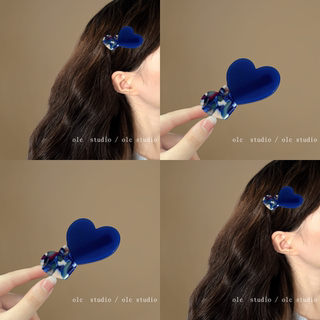 墨蓝的海！气质醋酸桃心鸭嘴夹！发夹爱心刘海夹边夹碎发夹旅行