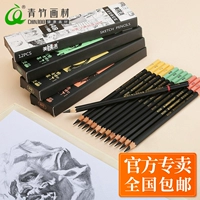 Qingzhu Carcoal Pen Art Special Paishing Tool Set Set Золотой классический черный светлый свет белый колледж красоты отправил наброски с жесткой углеродной ручкой 8b/14b.