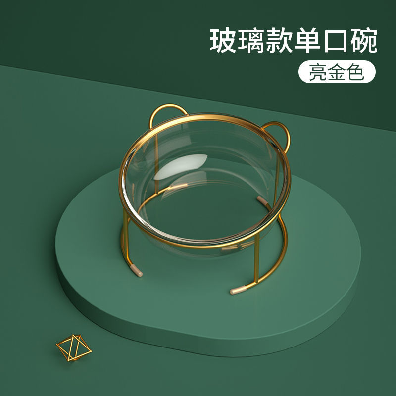 Cat Bowl Glass Double Bowl protection Cervical Spine Cat Food Basin Kitty Bowl Cat Food Bowl Cat Food Bowl Rice Bowl rice Pet Kitty supplies