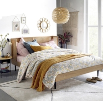 Foreign trade Nordic rattan bed personalized and creative B&B double bed post-modern bedroom American solid wood hollow internet celebrity bed