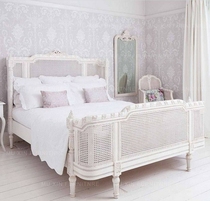 American country-style solid wood rattan bed personalized carved and creative double bed French rattan surface post-modern B&B Internet celebrity bed