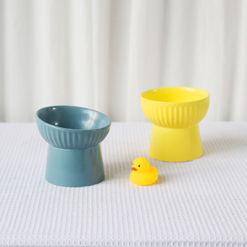 Aspiring Meow Pet cat bowl ceramic bowl high foot protection cervical vertebrae cat food bowl rice bowl dog rice bowl drinking bowl