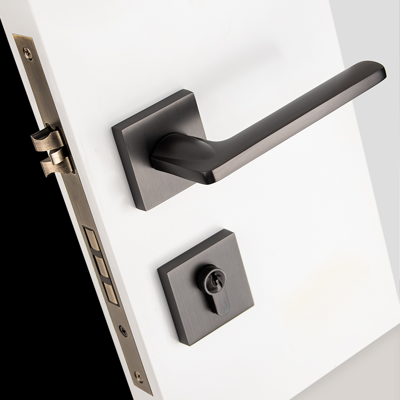 Winze Indoor full copper New Chinese style Room door lock imitation ancient muted bedroom solid wood pure copper door lock