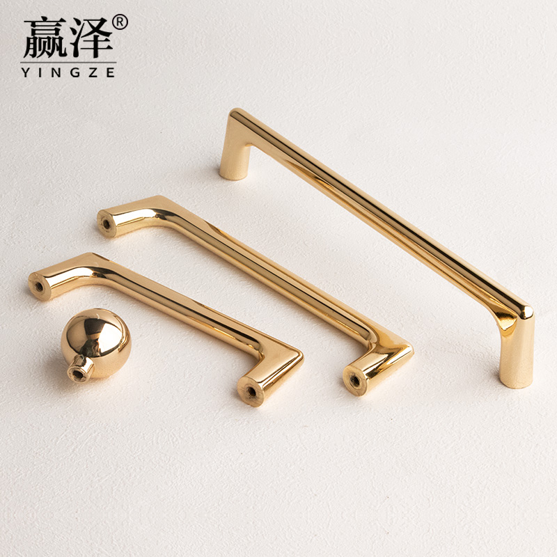 Bright Golden Wardrobe Handle Nordic Modern Minima Light Extravagant Furniture Handle Kitchen Cabinet Door Handle Overall Cupboard Drawer