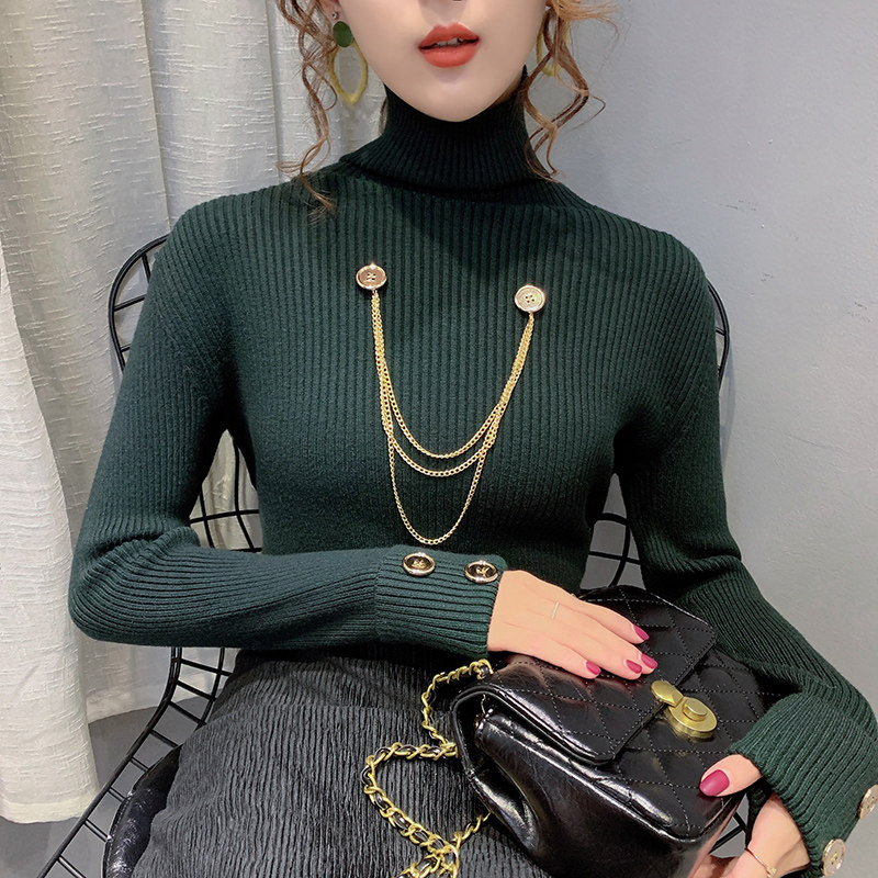 High collar high collar bottom sweater lady Neyhitch 2019 autumn and winter new foreign pie to thicken and thicken covered head-knitted sweatshirt