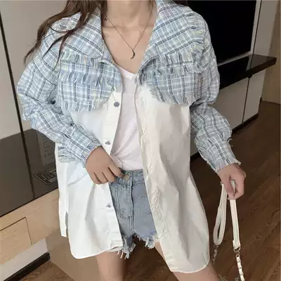 Plaid shirt women's design sense niche light cooked 2019 early autumn new retro Hong Kong style loose long-sleeved top jacket