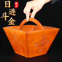Peach Wood rice bucket rise antique decoration home decoration shop Day Gold opening gift
