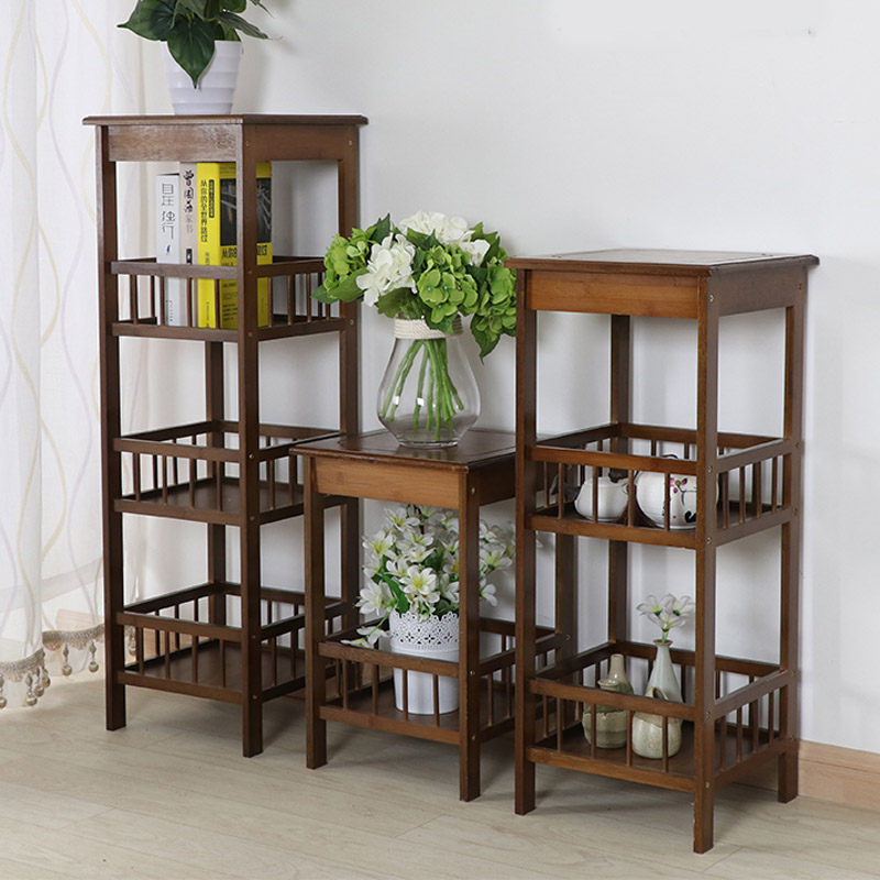 Bamboo Juanzi living room shelf Floor-to-ceiling multi-layer storage layer shelf shelf washbasin rack Flower pot rack Bamboo indoor flower rack