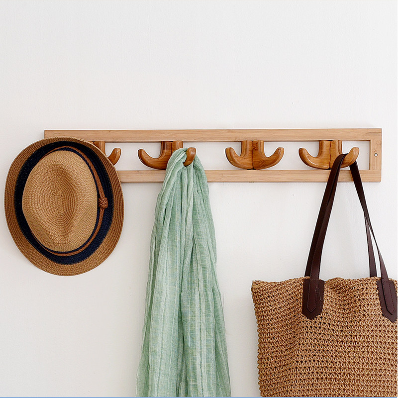 Wall-mounted coat rack wall rack bedroom hook door rear hanger bamboo creative row hook clothes rack