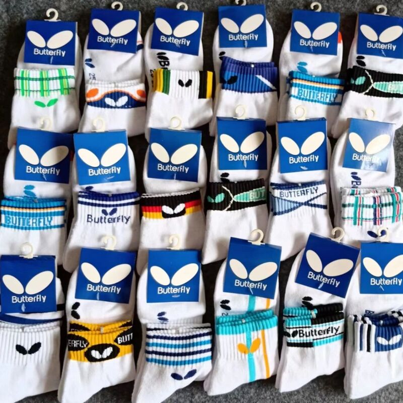 High-Quality Butterfly Table Tennis Socks for Men and Women, Pure Cotton Thickened Towel Bottom Socks, Children's Mid-Calf Sports Socks