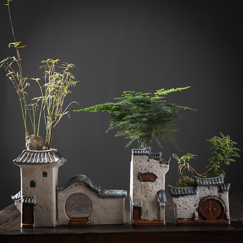 Old pot ceramic asparagus bonsai the plants, fleshy running the coarse pottery breathable creative Chinese wind micro landscape special offer a clearance
