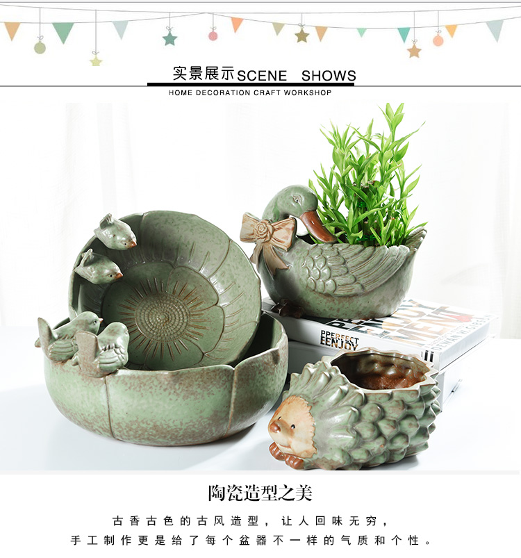 Hydroponic refers to flower pot ceramic lucky bamboo copper grass withered lotus bowl lotus water raise creative large - diameter fleshy flower pot