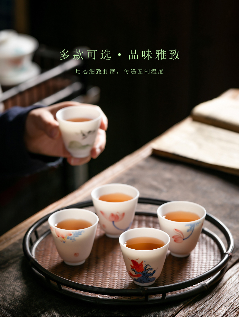 Fujian gen kung fu tea cups and suet jade porcelain glaze color ceramic sample tea cup host CPU single cup home tea cups of tea