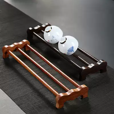 Minchuang ebony solid wood cup holder household tea tray tea ceremony drain rack folding simple Japanese kung fu tea set cup holder