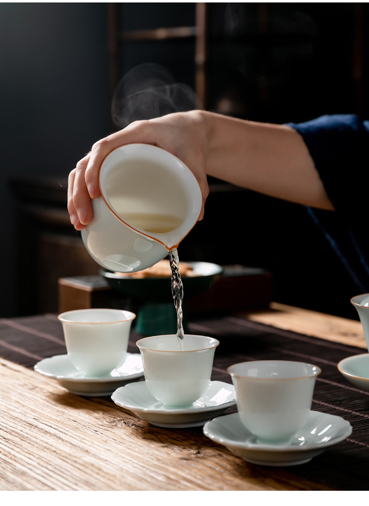 Fujian chong ji blue glaze kung fu tea set suit Japanese household ceramics 3 tureen teapot tea pot of a complete set of cups