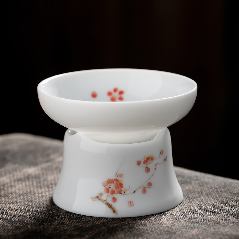 Min Chong Hand Painted White Porcelain Filter Tea Instrumental Brief Home Tea Filter Screen Creativity Ceramic Tea Leakage Korn Tea Furniture Set Group