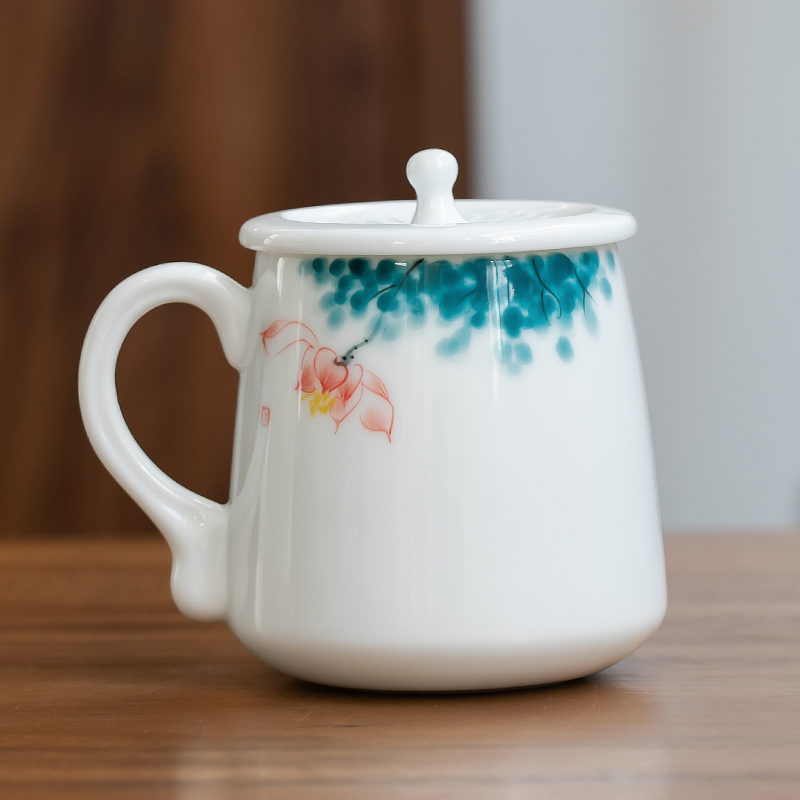 Fujian and ceramic cups with cover office household manual large - capacity glass tea cup personal creative mugs