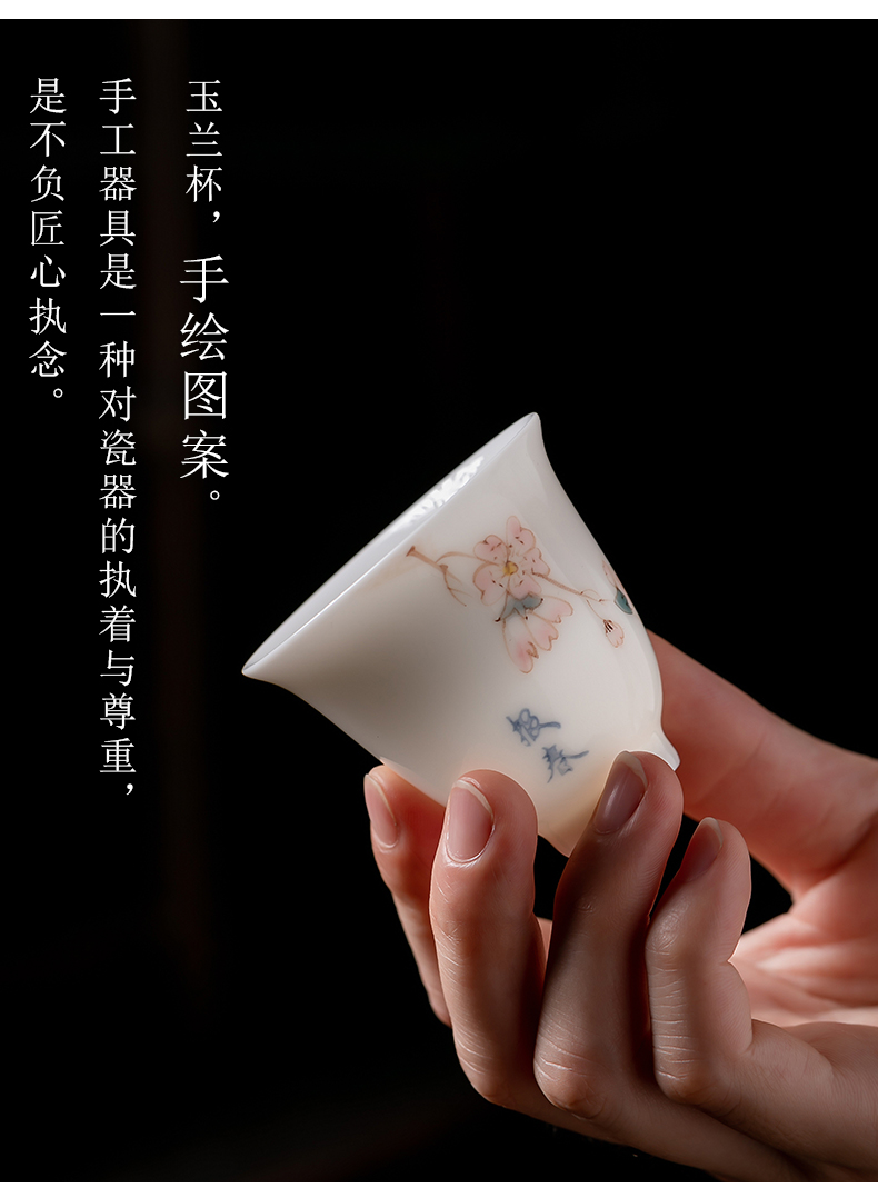 Fujian and suet jade porcelain masters cup single CPU Japanese hand - made ceramic sample tea cup with white porcelain kung fu tea cups