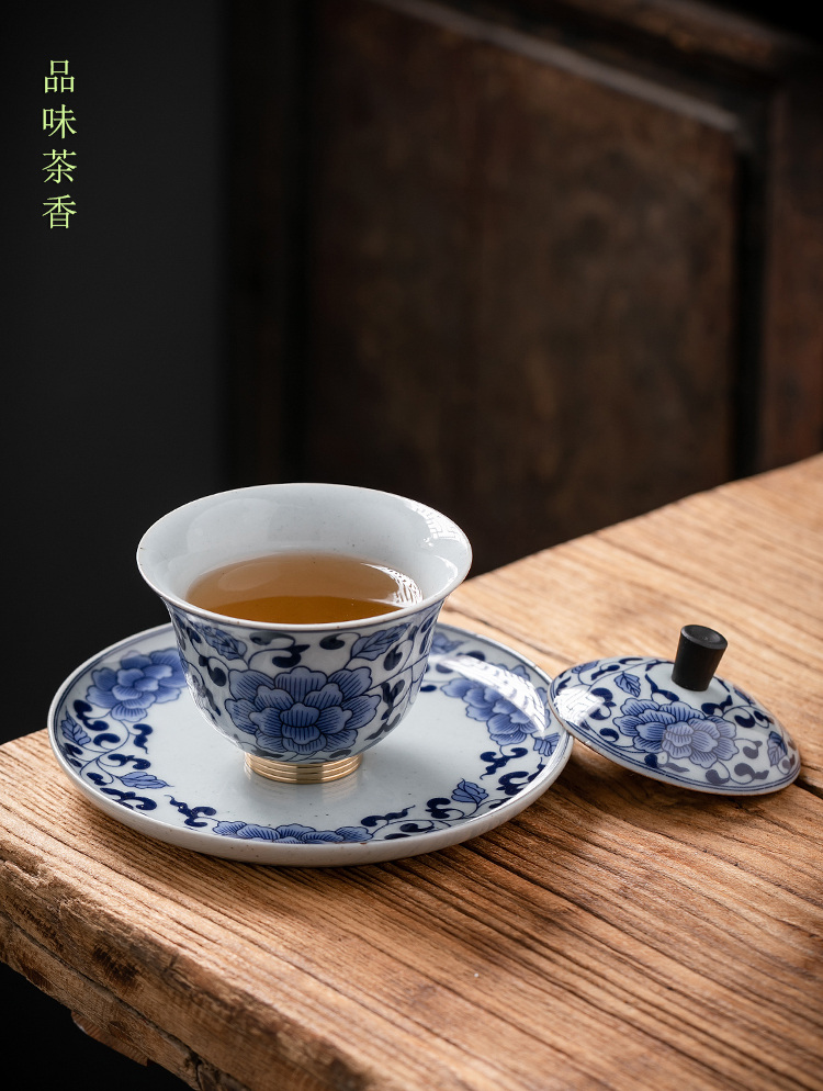 Fujian and the tureen only ceramic tea set home antique blue and white porcelain Japanese office kung fu tea cups