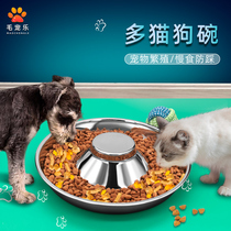 Stainless steel cat bowl petals multi-cat large dog slow food sub-food pot kitten soup plate anti-overturning pet bowl anti-stepping
