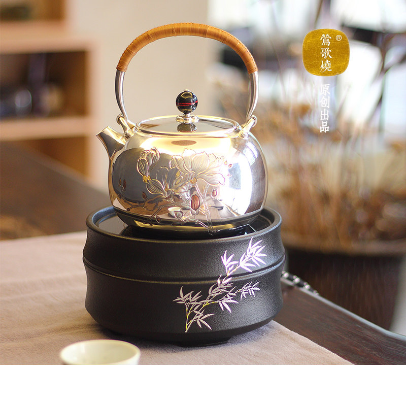 Yingqing Burn Electric Pottery Household Bamboo Ferry Tea Stove Mute Dry-proof Heating and Iron Kettle Silver Boiler Tea
