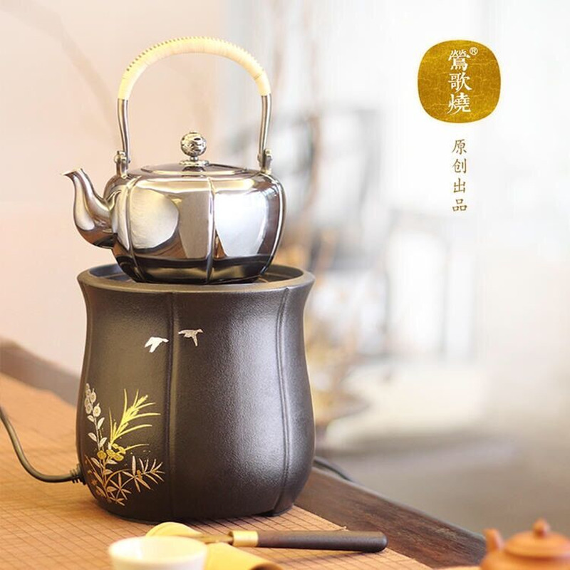Yingge Electric Pottery Stove Household Knob Mute No Picking Pot Tea Stove Wrong Gold and Silver Flying Bird Six Petal Pumpkin Stove