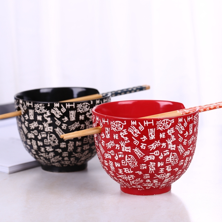 Jingdezhen ceramic inserts chopsticks eat bowl household jobs Japanese creative move rainbow such as bowl sweethearts bowl chopsticks suits for 2