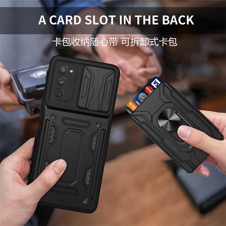 [Card Slot] Suitable for Samsung S21 Fe Phone Case with Card Holder, Galaxy S20 Fe Protective Case, Airbag Anti-Drop, Sm-G9900 Full Coverage Lens Cover, G7810 Shell, 5g Stand, G990B